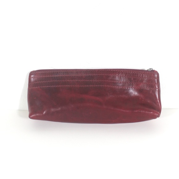 Red Leather RUDSAK Baina Cosmetic Pouch Small Bag Clutch Distressed Pencil Case - Picture 4 of 8